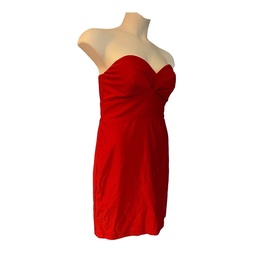City Studio Stretchy Sweetheart Bodice Strapless Red Cocktail Party Prom Dress - Picture 5 of 13